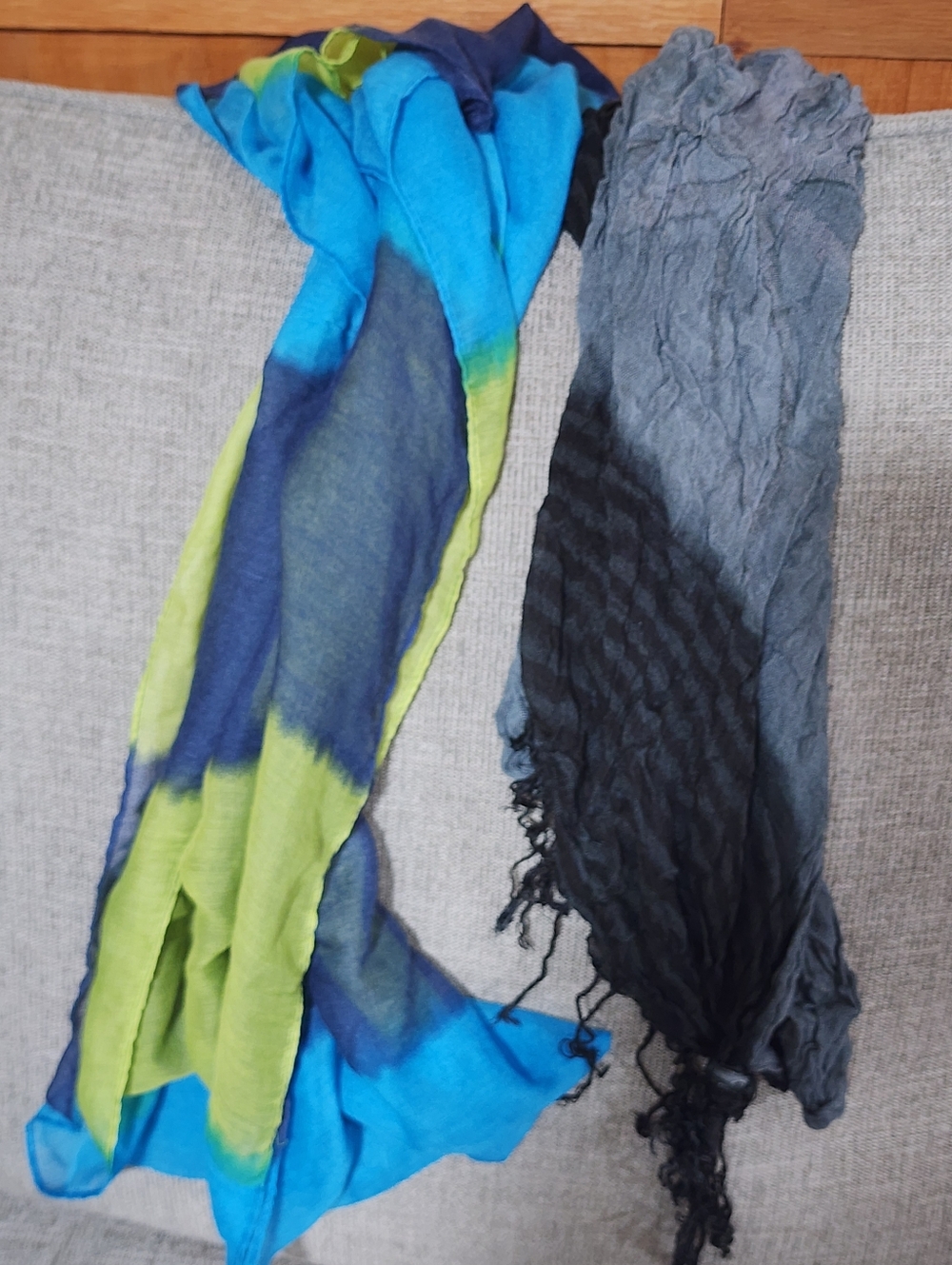 Lightweight Blue & Lime Gradient Scarf - Women's Wrap